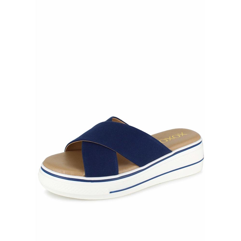 XOXO Women's OLEEN Sandal, Navy, 7.5